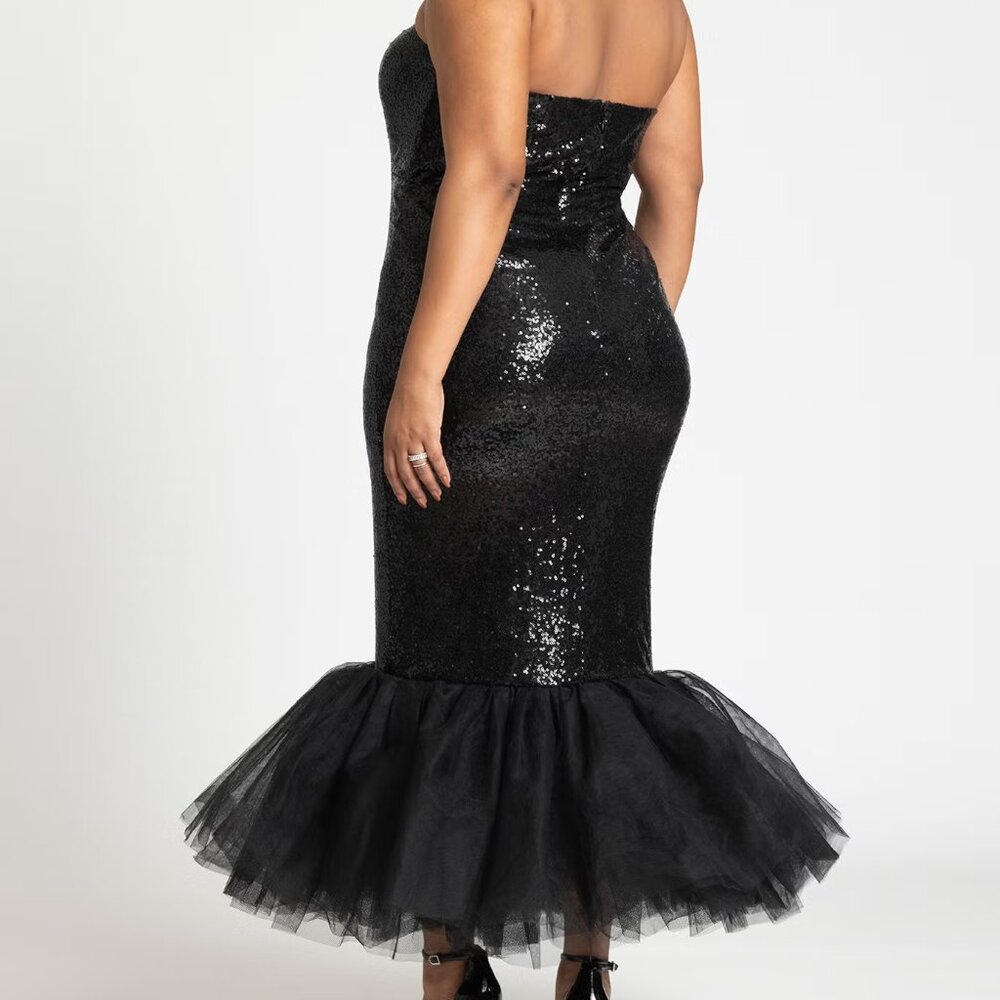 Eloquii Tulle Flounce Sequin Column Dress 22 NWOT
